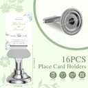 Urban Deco 16PK Table Number Holders Place Card Holders 1.7 Inch Table Card Holders Steel Card Holders for Photos, Food Signs, Memo Notes, Weddings, Restaurants, Birthdays(Silver)