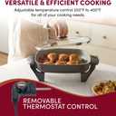 Elite Gourmet 12"x12"x2.15” Ceralast™ PFAS Free Ceramic Electric Skillet, Dishwasher Safe, Rapid Heat Up, 1200W, Dark Grey