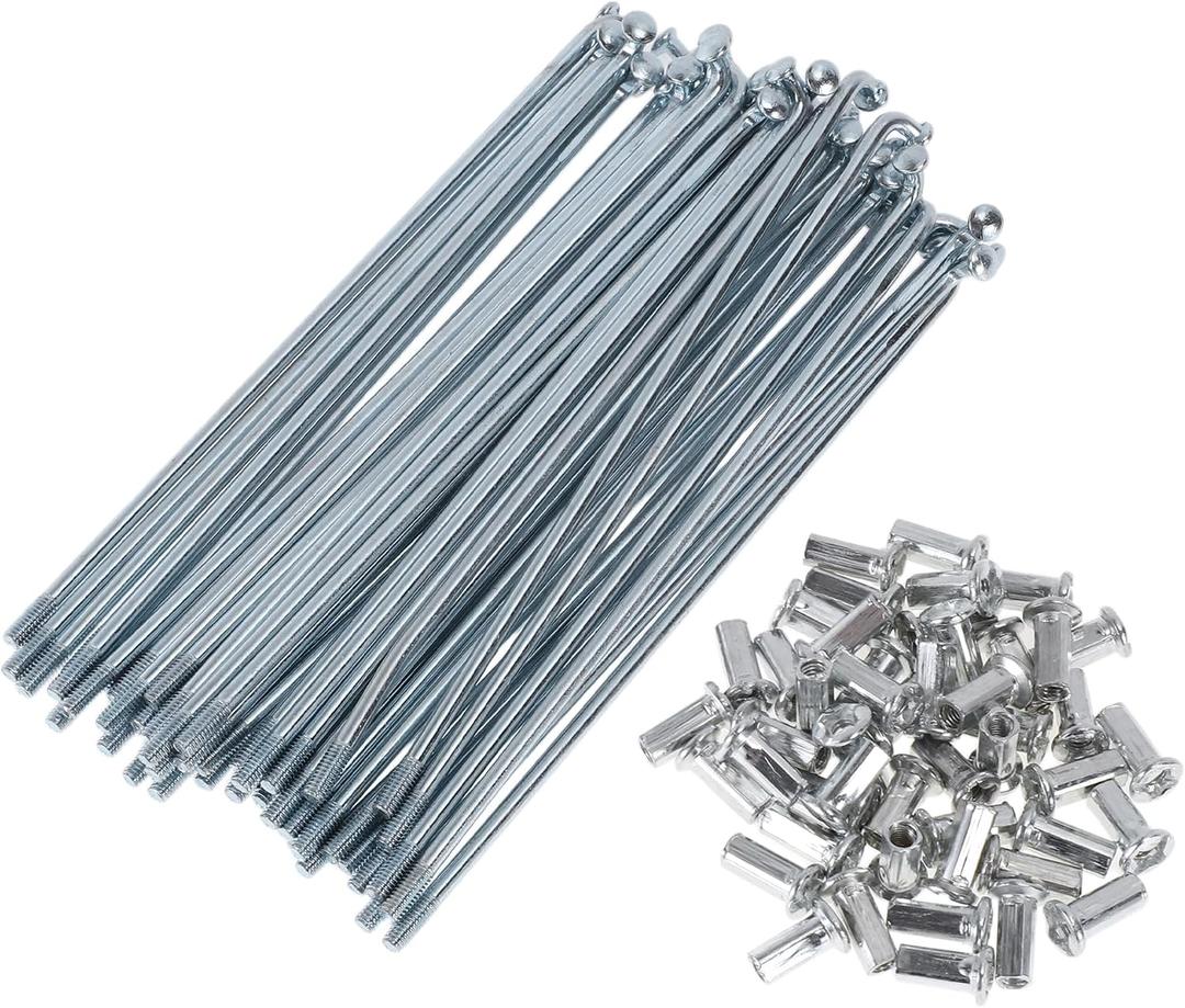 48 Set 10G J Bend Bicycle Spokes 10G Bike Wheel Spokes Carbon Steel Galvanized Silver Tone
