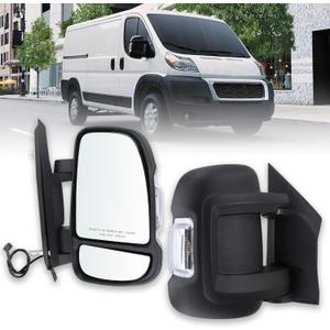 Right Passenger Side Mirror Compatible with 2014-2026 Ram Promaster 1500/2500/3500 with turn signal light manual folding Without Power glass Non-Heated Replace#CH1321417 5VE98JXWAB(2Pins)