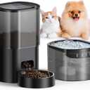 Automatic Cat Feeder and Water Fountain 2-in-1, Smart Timed Cat Food Dispenser with 2.4G WiFi APP Control, Automatic Dog Feeder and Water Dispenser with 10s Voice Recorder for Cats Small Dogs