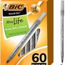 BIC Round Stic Xtra Life Ballpoint Pen, Medium Point (1.0mm), Black, 60-Count