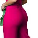 Women's fashionablesexyeleganthigh waistedwide leg pantsclub business party button jumpsuit (Pink, XXL)