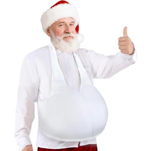 Santa Belly Fat Stuffer Costume for Santa Claus Men Suit Big Stomach Unisex Padded Christmas Halloween Party Cosplay (White)