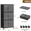SAILUN 26Gal/105Qt Stackable Storage Bins Folding Collapsible Storage Bins with Lid, Closet Organizers and Storage Box with Door Black 18" W x 11" D x 32" H