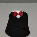 UETZLTB Cute Dog Fleece Sweater with D-Ring, Fall Winter Dog Clothes Tuxedo Costume with Bowtie, Soft Puppy Sweatshirt Chihuahua Yorkie Apparel Poodle Outfits for Small Medium Large Dogs(Black,L) (L (Chest 17.7" Back 12.6"))