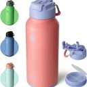 BOTTLE BOTTLE 32oz Insulated Water Bottle Stainless Steel Sport Water Bottle with Straw Dual-use Lid Design for Gym with Pill Box (Lavender Dream)