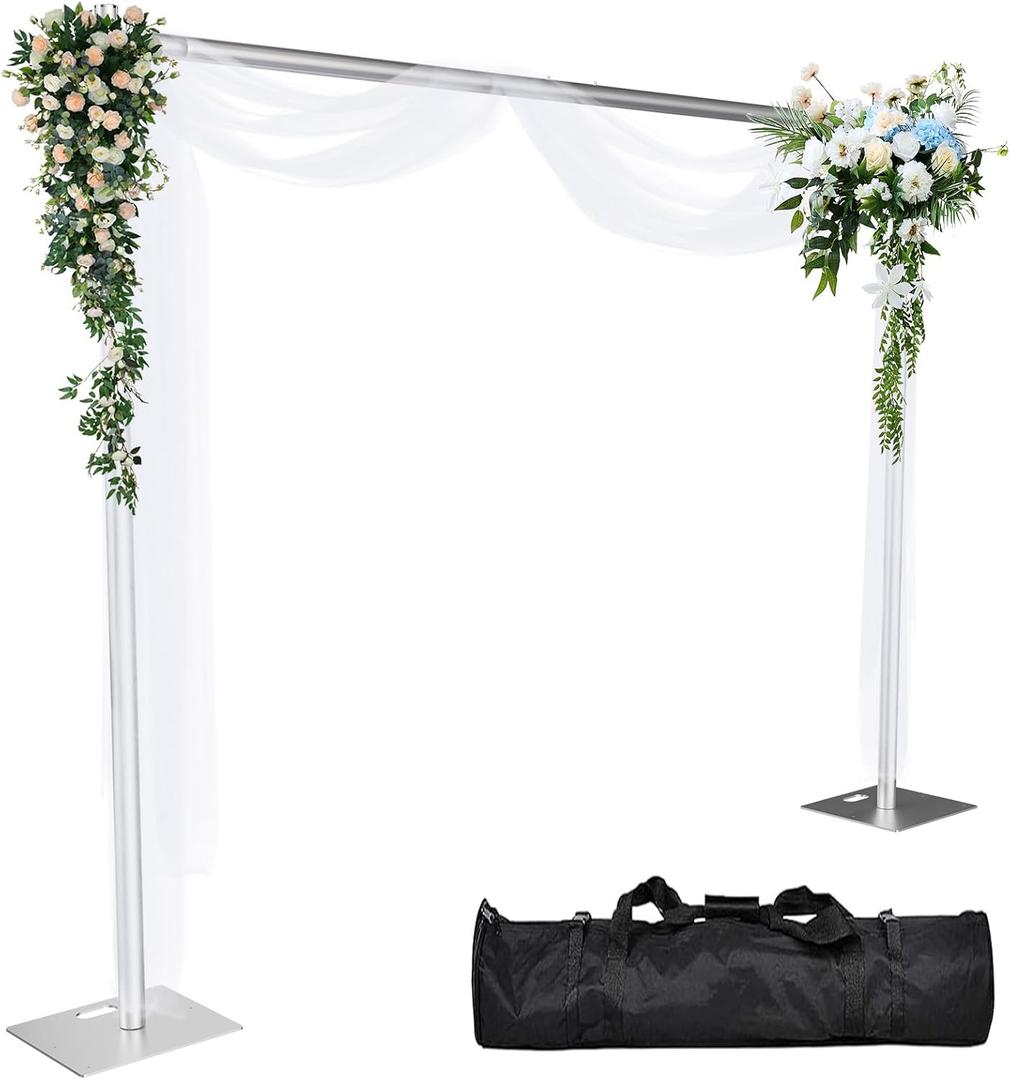 Pipe and Drape Backdrop Stand 10ftx10ft Adjustable Background Support System Heavy Duty Background Stand for Wedding Banquet Decorations Silvery, 10x10 Ft