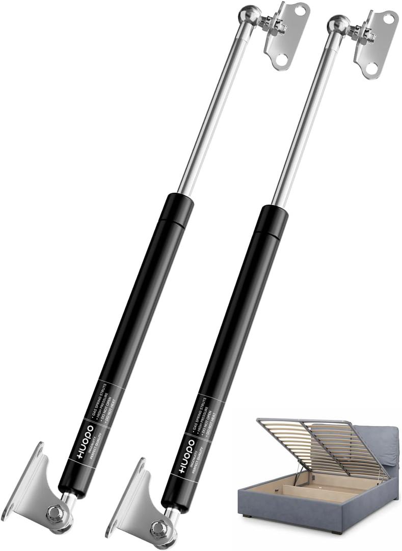 HUOPO 23 inch Gas Struts for Heavy Lid, 200 lbs Heavy Duty Gas Shocks Lift Support for RV Bed Basement Door Floor Hatch Outdoor Window(Gas Struts with Mounting Brackets), 2 Packs