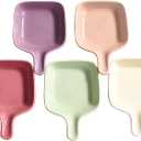 5-Color Handled Square Sauce Dishes Set Heat-Resistant Ceramic Dipping Bowls with Grips Soy Sauce Plates for Sushi Condiments Snacks