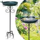 Metal Bird Bath for Outdoors, Vintage Freestanding Birdbaths with Bird Statue 12" Detachable Birdfeeder Bowl with 5- Pronged Base for Outside Garden Patio Yard Lawn Decor (Vintage Green)