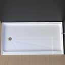 CKB 60 in. L x 30 in. W Left Drain Shower Base, Single Threshold Shower Pan with Slip Resistant Textured Surface, White