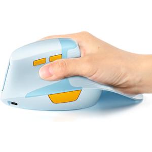 seenda Ergonomic Mouse Rechargeable, Multi-Device Connection2.4G&Type C, Vertical Wireless Mouse with Instant Desktop Return Key, Palm Rest, Anti-Slip Optical Mice for Mac OS, Windows, Blue