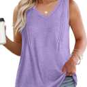 2 x DOLNINE Plus-Size-Womens-Tank-Tops Summer V Neck Sleeveless Shirts Cute Flowy Pleated Blouses Casual Loose Fit Tunics XL-5XL (Teal, XL)