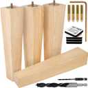 Airy Abode Premium Ash Wood Square Furniture Legs (Full Install Kit) - Pick Your Size and Color