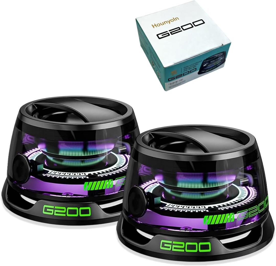 2 Pcs G200 Magnetic Bluetooth Speaker,Multifunctional Portable Mini Speaker with Multi RGB Color Light Show-3D Surround Sound Effect,Christmas Birthday Gifts