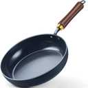 11" Enameled Carbon Steel Skillet, Nonstick Frying Pan with Stay-Cool Wooden Handle, Season-Free Stir-Fry Pan, Non-Toxic PTFE & PFOA Free Cookware, Oven-Safe & All Stovetops Compatible