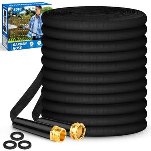 Garden Hose 50 FT, Non-Expanding, Lightweight Water Hose with 3/4", Easy Storage, Portable and Flexible Kink-Free PVC Inner Core, 500 PSI Burst Strength Outdoor Hose for Garden, Yard and Lawn