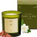 Craft & Kin 12oz Santal Woods Candle for Home | Premium Green Spring Scented Candles for Men | Made with Natural Soy | Gifts for Men and Women | Nature Collection