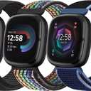 Bcuckood Nylon Loop Compatible with Fitbit Sense 2/Fitbit Sense/Fitbit Versa 4/Fitbit Versa 3 Bands, Women Men Soft Nylon Adjustable Breathable Strap Solo Loop Replacement Wristband