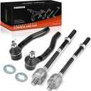 A-Premium Set of 4, Front Inner & Outer Tie Rod End Kit, Compatible with Honda Fit 2009 2010 2011 2012 2013