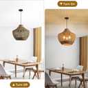 3-Lights Rattan Pendant Light, Wicker Seagrass Chandelier | 18.9"Boho ratan Basket Hand-Wove Hanging Lights,Bamboo Lights Fixture,Farmhouses for Dining Living Kitchen Island Bedroom