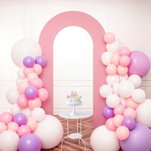 Babenest 7.2Ft Spandex Open Arch Backdrop, Fitted Double-Sided U-Shaped Wedding Arch Cover, Round Top Chiara Stand for Ceremony Baby Shower Birthday Party Decoration (Dusty Pink)