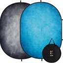 Kate 5x6.5ft Collapsible Backdorp Pop Up Backdorps,Double Sided Blue Screen and Gray Screen, 2 in 1 Collapsible and Reversible Background for Photography, YouTube Videos,and Live Streaming