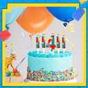 3 x 7 Pcs Building Block Themed Birthday Candles Set Building Blocks Number 4 Candle Cake Topper for Building Block Party Decoration Supplies (Number 4) (Multicolor)