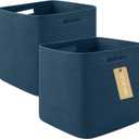 OIAHOMY Storage Cubes, 13 Inch Cube Storage Organizer, Collapsible Storage Bins, Baskets for Organizing, Storage Bins for Shelves-Blue, 2-PACK