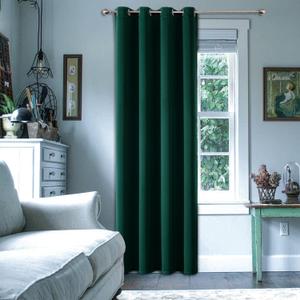 ChrisDowa Grommet Blackout Curtains for Bedroom - Thermal Insulated Room Darkening Curtains for Living Room (1 Panel Set, Forest Green,52W x 95L)