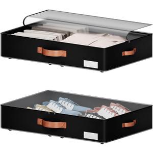 Underbed Storage With Wheels,low profile 5.5 inches Height Storage Bins,Rolling Underbed Shoe Storage Containers,Underbed Storage Drawers for clothes & blankets