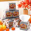 12 Pack Fall Football Facial Tissues Cube Boxes 600 Sheets 3 Ply Autumn Small Maple Leaf Square Face Tissues Bulk for Thanksgiving Day Car Bedroom Party Supplies