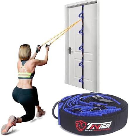 Door Anchor Strap for Resistance Bands Exercises, Multi Point Anchor Gym Attachment for Home Fitness, Portable Door Band Resistance Workout Equipment, Easy to Install, Punch-Free, Nail-Free (Green)