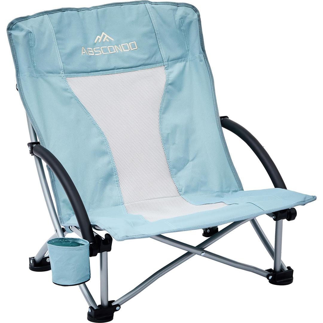 Abscondo Low Beach Chair with Cup Holder and Carry Bag (Pack of 1)