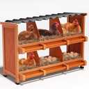 2-Tier Chicken Nesting Box, 6 Compartment Wooden Nesting Box for Chickens with Waterproof Roof, Non-Slip Stable Base, Heavy Duty Chicken Laying Boxes for Hens, Duck, Poultry, Bird, Orange
