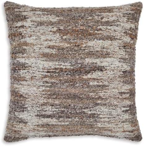 Signature Design by Ashley Nealton Bohemian Indoor Abstract 22 x 22 Inches Pillow with Zipper Closure, Dark Brown & White