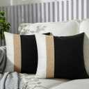 JASEN Black and White Throw Pillow Cover Farmhouse Decorative Throw Pillow Covers Boho Modern Accent Pillow Cover for Couch Sofa 2 Pack Size 17.5x17.5 in