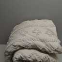 Bedsure Tufted Boho Comforter Set Oversized Queen - Linen Boho Bed Set, GentleSoft 3 Pieces Farmhouse Shabby Chic Embroidery Bedding, Gifts for Woman, Soft Jacquard Comforter for All Seasons (08 - Linen - Elegant)