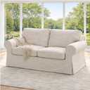 Heavy Duty Polyester Sofa Cover Only Replacement Compatible with IKEA Ektorp 3 Seat Sofa, Loveseat, Armchair, Sectional Corner, Chaise or Footstool Ektorp Slipcover (Beige Polyester 2)