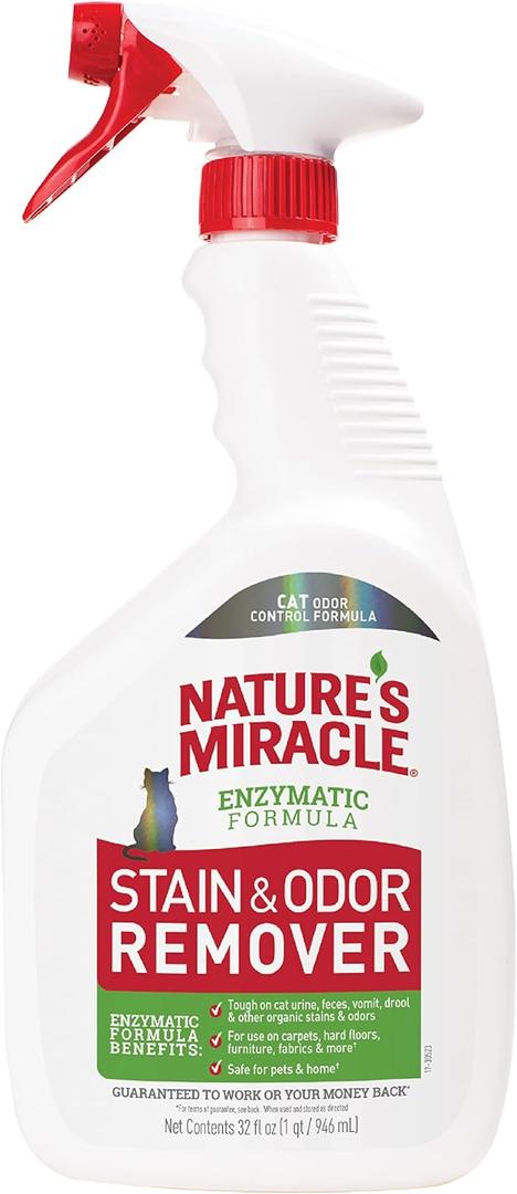 Nature's Miracle Stain and Odor Remover, Spot Stain and Pet Odor Eliminator, Enzymatic Formula, 32 Ounce Spray