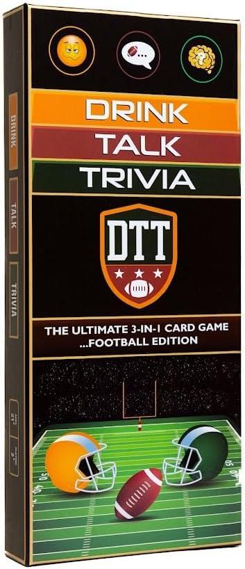 Drink Talk Trivia 3-in-1 Football Card Game for Fans | Tailgate, Pregame & Party Game with Drinking Prompts, Hot Take Debates & Football Trivia Challenges
