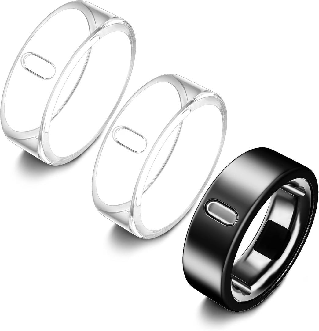 3 Pack Cover Compatible with Oura Ring Gen 4/Oura Ring Gen 3 Horizon/Heritage, Surport Charging with Cover on, Anti-Scratch TPU Protector for Men Women (Size 10, Clear*2+Black)