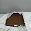 Ranslen Square Leather Serving Tray with Handles, 15"x15" Decorative Table Tray for Home, Ottoman, Coffee Table, Brown