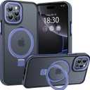 Magnetic Case for iPhone 16 Pro Max, with Invisible Ring Stand, Military Drop Protection, Shockproof Anti-Fingerprint Matte Protective Cover for iPhone 16 Pro Max, Blue