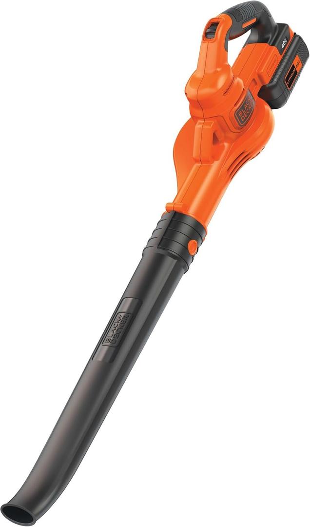 BLACK+DECKER Cordless Leaf Blower, 40V MAX , Leaf Blower Cordless with Battery and Charger, 125 MPH Air Speed, Lightweight Handheld Yard Sweeper (LSW40C)