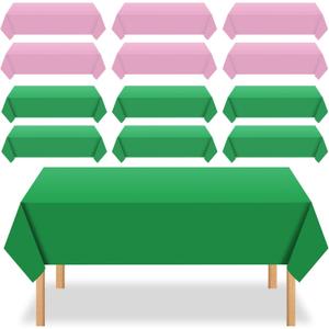 Unittype 12 Pcs Pink and Green Plastic Disposable Tablecloths 54 x 108 Inch Colorful Rectangle Table Cover for Witch Princess Theme Party Table Backdrop Decorations