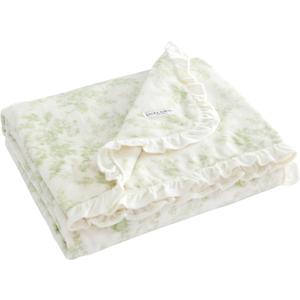 Laura Ashley - Plush Throw Blanket, 50x70, Soft and Warm with a Lightweight Feel, Botanical Leaf Design, Annalise Green