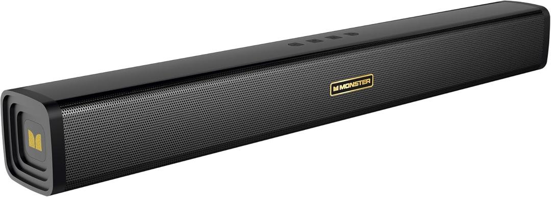 Monster S220 Bluetooth Soundbar for TV, Wireless Bluetooth 5.4 Sound Bar, 2.0CH with Dual Bass Diaphragm, All-in-one Home Theater Speakers, Compact, AUX/USB/TF Card Connection for PC/Gaming/Projectors