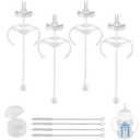 Sippy Straw Cup Conversion Kit for Dr Browns Wide-Neck Baby Bottles, Spill-Proof Transition Kit with Silicone Sippy Nipple, Weighted Straw, Handle, 4 Pack, 8m+